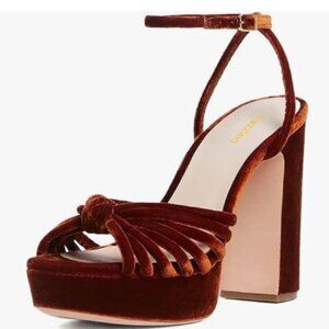 Elegant Brown Velvet Platform Sandals